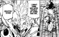 Sukuna's reaction after the return of Yuta Okkotsu (Image via Shueisha)